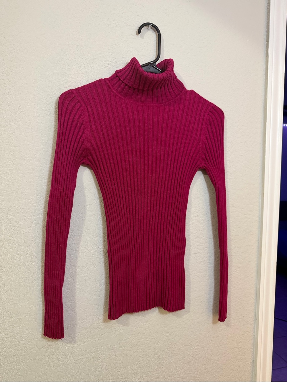 Love By Design Ribbed Turtleneck Sweater - Magenta